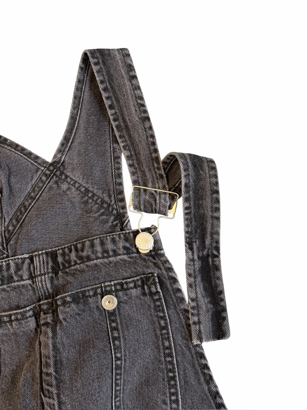 We The Free Black / Gray Denim Bib Overalls Size 27 #2250 - Picture 4 of 8